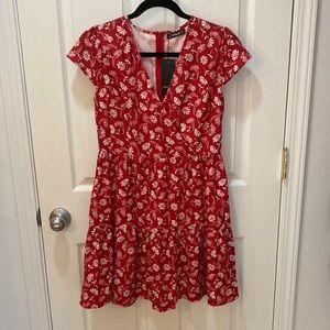 Red and white print dress. SHEILAY SIZE S